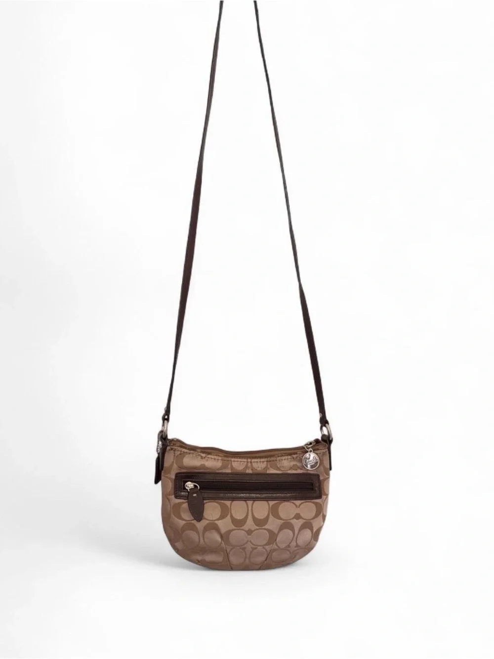 Coach Brown Signature Jacquard Small Crossbody